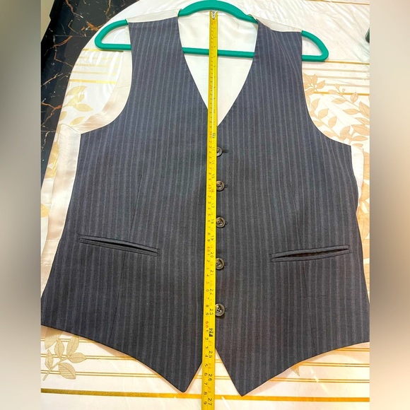 Button Suit Vest SIZE 40L GRAY STRIPE NEW - Picture 4 of 4